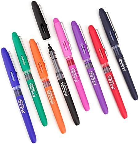 WRITECH Liquid Ink RollerBall Pens Quick Dry Ink 0.5 mm Extra Fine Point Pens 8 Pcs Rollering Pens Assorted Colors Ink for Writing, Taking Notes & Sketching (Multicolor)