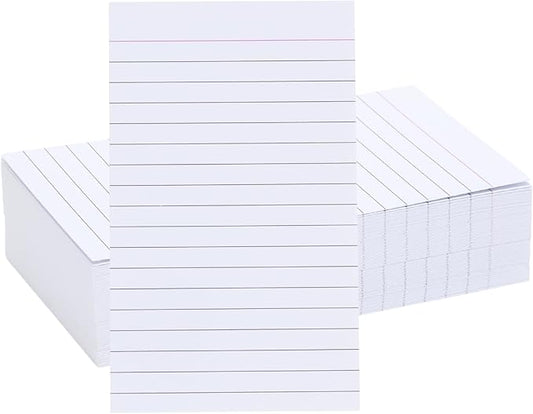 100 Count Vertical Ruled Index Cards 3 X 5 Flash Card Double Sided Lined Notecards Heavy Weight Ruled Checklist Thick Recipe Cards for Studying, School, Home and Office,White