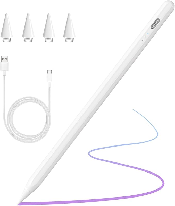 Stylus Pen for iPad 2018-2025 with Palm Rejection, Active Pencil for iPad 10th/9th/8th/7th/6th Generation, for iPad Pro 11/12.9 inch, for iPad Air 5th/4th/3th Gen, for iPad Mini 6th/5th Gen (White)