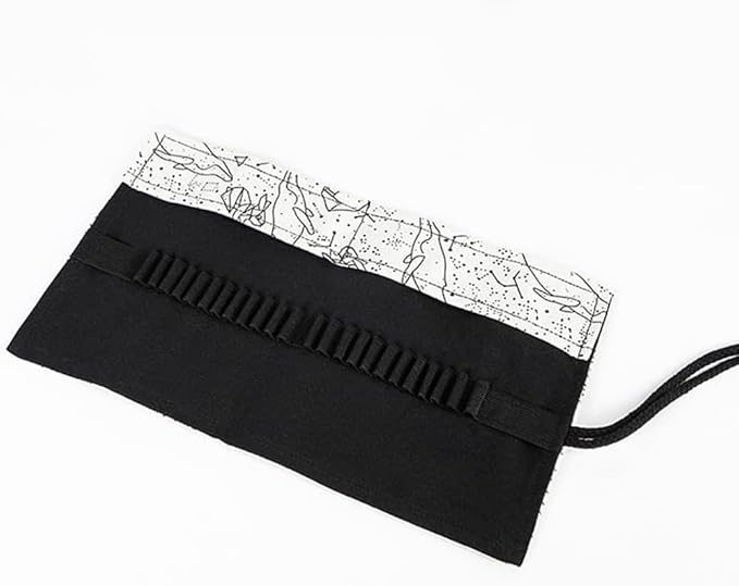 DIYOMR 12/24/36/72 Slots Pencil Wrap Pencil Rolls, Artist Colored Pencil Roll Up Bag Short Brush Pouch Organizer for Drawing Coloring and Sketching, No Pencils (White Starry Sky, 12slots)