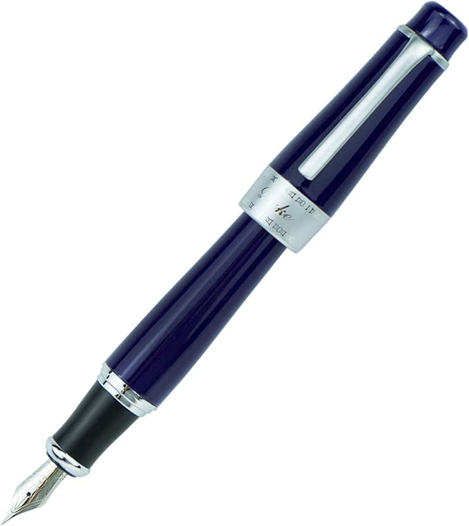 Asvine Duke 2009 Charlie Chaplin Dark Blue Fountain Pen Fine Nib, Modern Classic Design Collection Heavy Pen with Pouch