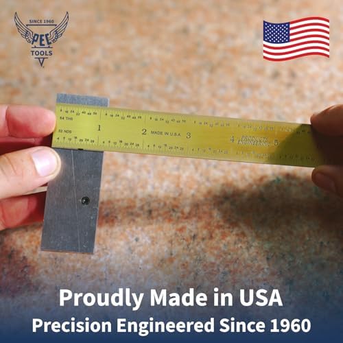 PEC Tools 6" TiN Coated Metal Ruler, Flexible, 4R Graduation, Long-Wearing
