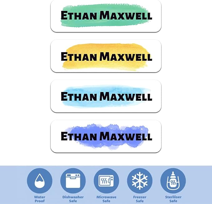 Custom Waterproof Dishwasher Safe Kid Name Labels for Daycare(128 Pack), Camp, School Supply, Baby Bottles, Lunch Boxes and Cups, Travel. Cute Personalized Design Name Stickers (Pattern 15)