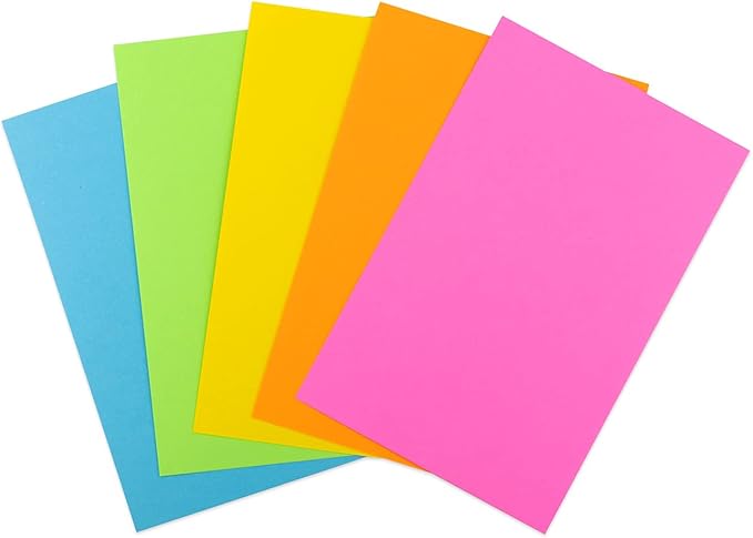 Hygloss 100 Pcs Blank Colored Index Cards - 100 Unlined Colored Flash Cards 3.75 x 5.75-Inch - Study Cards - Notecards for Studying, School, Office, or Games - 5 Bright Assorted Colors
