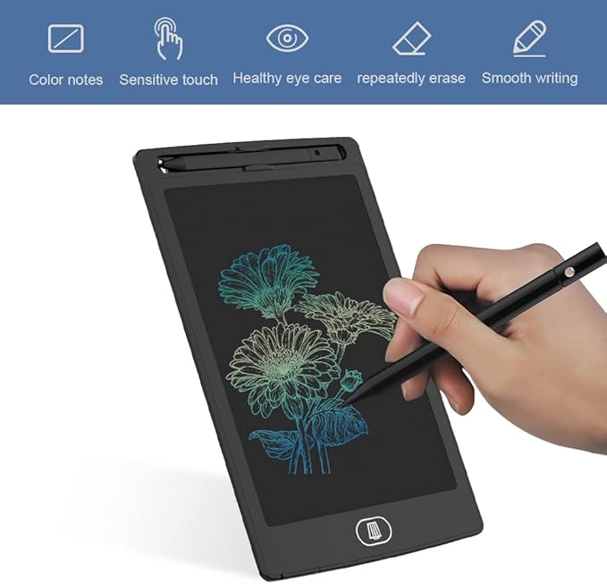 [2 Pack] 8.5 Inch Reusable Colorful LCD Writing Tablet Ewriter,TIQUS Notepad Board with Stylus - Black