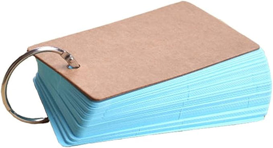 Revision Study Cards, Mini Index Cards, Blank Flash Cards with Binder Ring, Memo Scratch Pads Bookmark DIY Greeting Card, 9cm x 5.5cm, 50 Sheets/Pack - Blue
