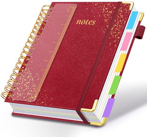 Hardcover Spiral Notebook with Tabs & Dividers, 8.5"x11" 5 Subject