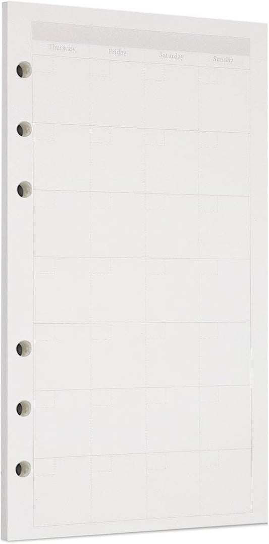 Zelten 1 Pack A6 45 Sheets/90 Pages Monthly Planner Loose Leaf Punched Paper Refills Paper for 6 Hole Binder Personal Organizer Diary Notebook Refillable Planner