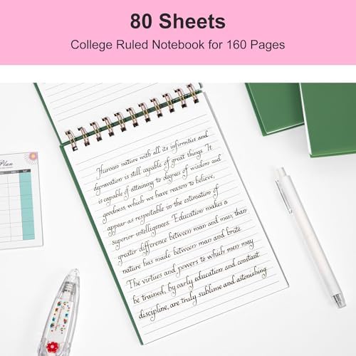 3 Pack Steno Pads Spiral 6 x 9 Inch,Top Bound Spiral Notebook College Ruled