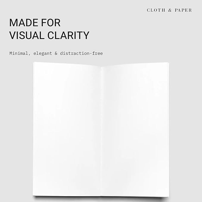 Cloth & Paper Travel Notebook | Blank Notebook – Angora | A5 Slim Writing Journal 4.3" x 8.3" | Unlined Notebook for Writing, Sketching, Creative Planning, Journaling & Notes – Soft Touch Cover