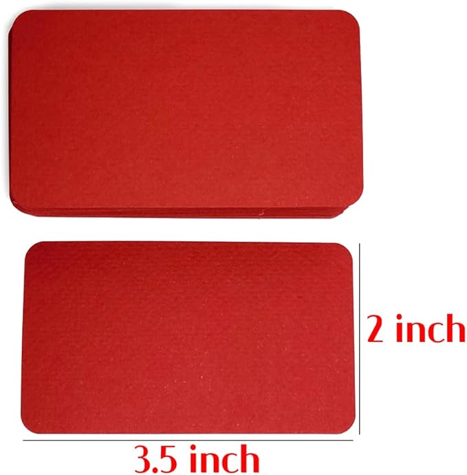 PPAPPAPPIYO 3.5x2 rounded corner index cards180gsm Thick Cardstock, Blank Colored Flash Cards for Study, Notes, Business Cards & Labels, Small Notecards 100 Pack (red)