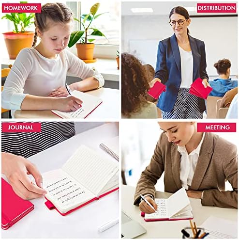 feela 3 Pack Pocket Small Notebook Journals, Mini Cute Memo Notepad Hardcover College Ruled Lined Journals with Pen Holder for Women Girls Office School, with 3 Black Pens, 3.5”x 5.5”, A6, Berry