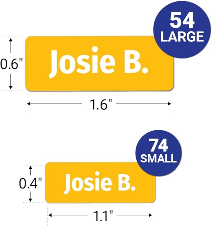 Kids Personalized Name Labels for School, Camp, Daycare (128 Labels) Custom Peel and Stick Waterproof Name Tags Stickers for Water Bottles, Lunch Boxes, Clothing, School Supplies (Hot Colors)