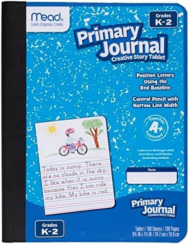 Mead Primary Journal Creative Story Tablet, Grades K-2, 7-1/2" x 9-3/4", 100 Sheets per Journal, Blue (09554) (Pack of 12)