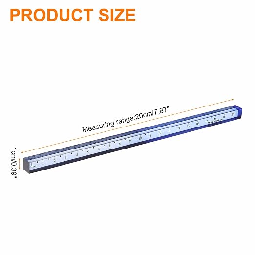 HARFINGTON Acrylic Clear Straight Rulers 20cm Metric Transparent Gradient Three-Dimensional Plastic Ruler Square Cube Measuring Tool for Classroom Office, Blue-Gray