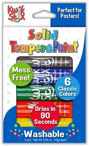 Kwik Stix Solid Tempera Paint Stick, 6 Primary Colors