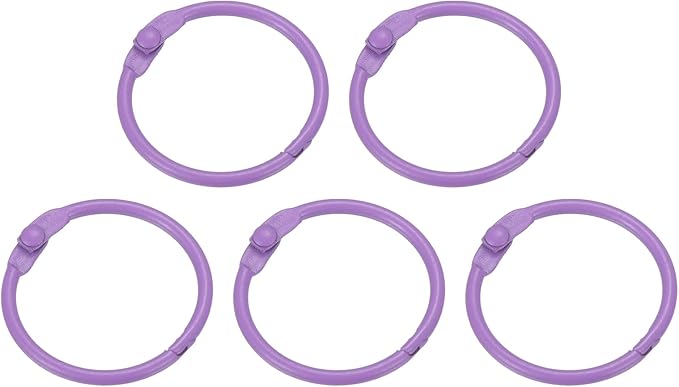 PATIKIL Loose Leaf Binder Rings 1 Inch, 5 Pack Metal Flash Card Book Binding Rings for Key Chain Index Card Scrapbooks, Purple