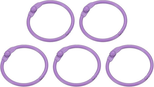 PATIKIL Loose Leaf Binder Rings 1 Inch, 5 Pack Metal Flash Card Book Binding Rings for Key Chain Index Card Scrapbooks, Purple