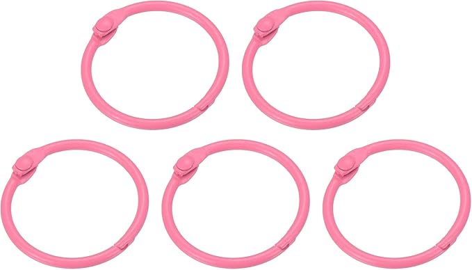 PATIKIL Loose Leaf Binder Rings 1 Inch, 5 Pack Metal Flash Card Book Binding Rings for Key Chain Index Card Scrapbooks, Pink