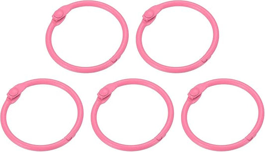 PATIKIL Loose Leaf Binder Rings 1 Inch, 5 Pack Metal Flash Card Book Binding Rings for Key Chain Index Card Scrapbooks, Pink