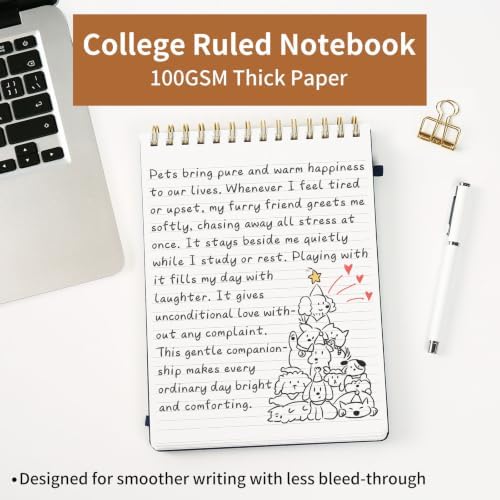 B5 Top Spiral Notebook, 192 Pages College Ruled Journal