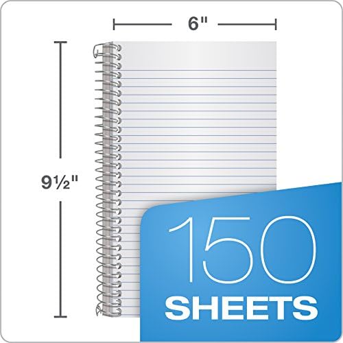 TOPS 3-Subject Wirebound Notebook, College Rule, 6 x 9.5 Inches, White, 150 Sheets per Book, Color Cover May Vary (65362)