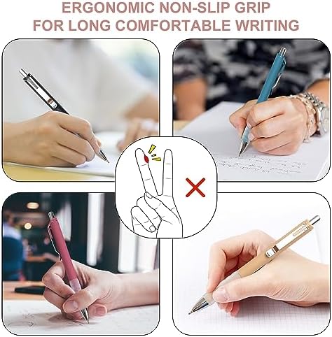 Linbsunne Ballpoint Pens Black Medium Point 1mm Pen with Super Soft Grip Ball Point Pen for Men Women Retractable Pens (silver-12 pcs)