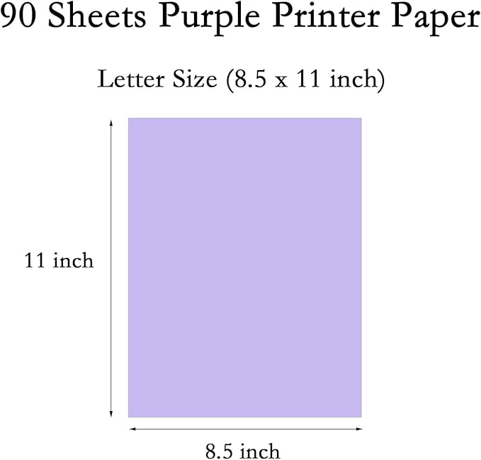 Purple Paper 8.5 x 11 Printer Paper, Purple Copy Paper Letter Size, Lightweight Color Construction Paper for Arts Crafts DIY Origami School Office Supplies