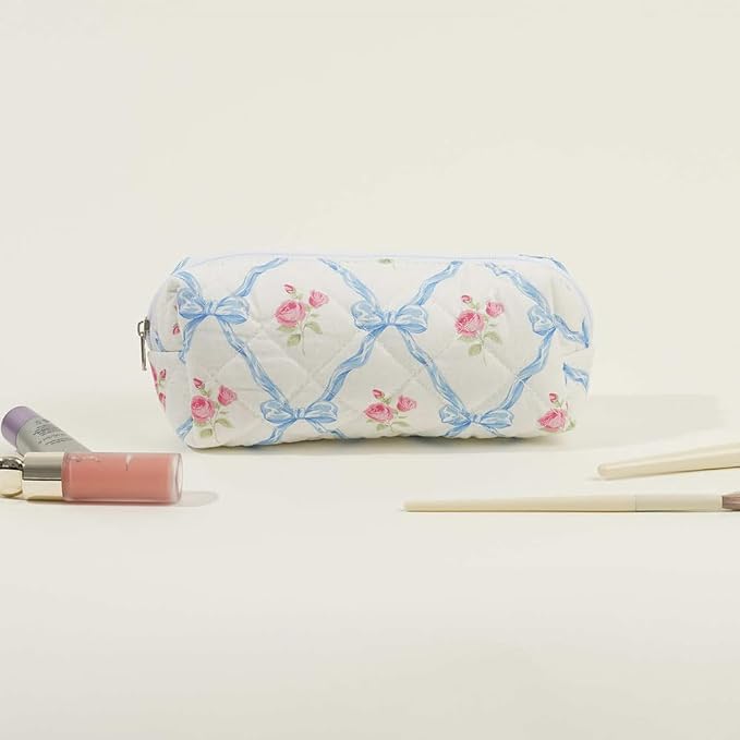 Pencil Case Office College School Storage Bag Pouch Holder Box Organizer Makeup Pouch Cosmetic Bag Aesthetic Cute Pen Case for Girls Boys Kids (Blue butterfly)