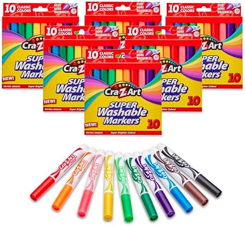 Cra-Z-Art Bulk Washable Markers - 6 Packs of 10 Count Washable Broadline Markers