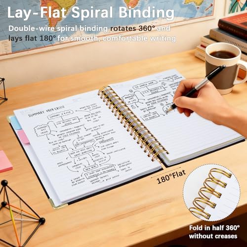 Hardcover Spiral Notebook with Tabs & Dividers, 8.5"x11" 5 Subject
