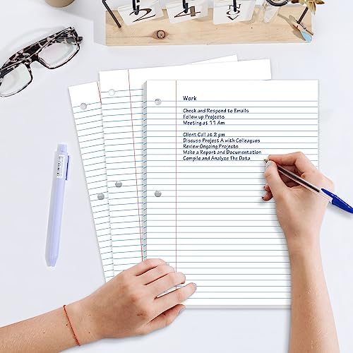 SUNEE Loose Leaf Paper, 900 Sheets, 6 Pack College Ruled Paper, 8 x 10-1/2 Inch Filler Paper, 3 Hole Punch Binder Paper, Loose Leaf Notebook Paper, 150 Sheets/Pack