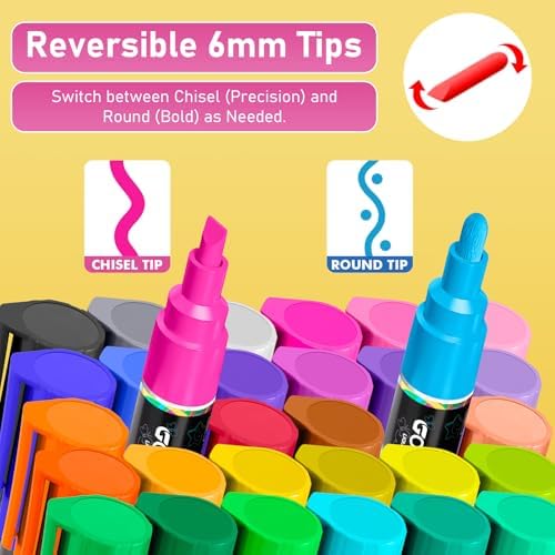 GOTIDEAL Chalk Markers, 30 Colors Liquid Chalk Markers for Blackboard
