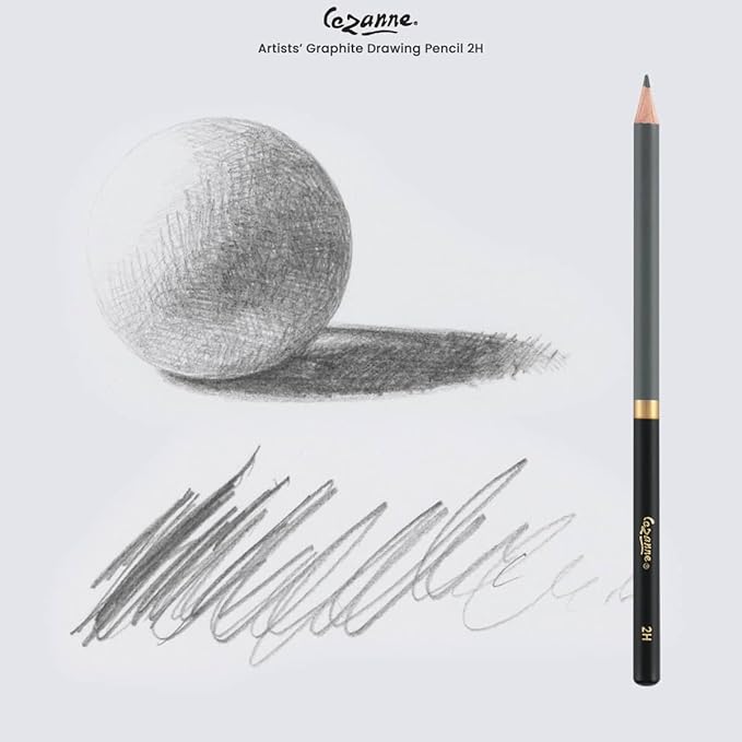 Cezanne Graphite Drawing Pencils Set - 2H, Set of 12 Break-Resistant Graphite Lead, Easy-to-Sharpen Sketch Pencils, Master Artist Quality Graphite Pencils for Technical and Artistic Drawing