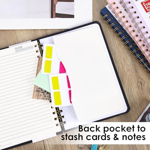 LABUK Spiral Notebook, 160 Pages A5 Lined Hardcover Notebook, 5.5 x 8in Spiral Journal for Women and Man, Work, Writing (Black)