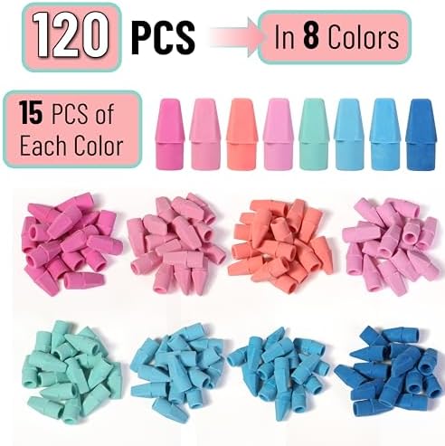 Mr. Pen- Pencil Erasers Toppers, 480 Pack, Colorful, Latex Free, No Smudge
