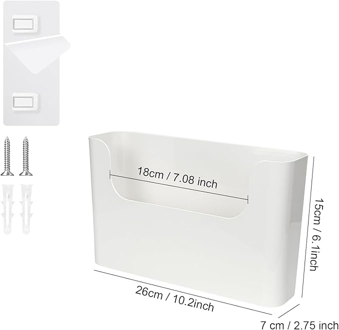 Wall File Holder - White Plastic Wall Mount File Organizer for Office, Home, Classroom