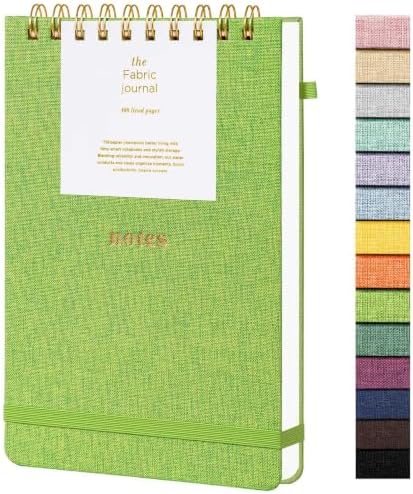 TSFPapier A5 Top Spiral Notebook, Fabric Hardcover College Ruled Journal