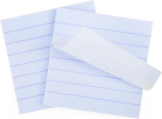 Frosted Transparent Lined Sticky Notes 3"x3", 100 Sheets, Self-Stick-Notes, Clear See Through, Waterproof, Easy to Post for Office, Home, Notebook, Meeting, Reusable (Lined- Light Purple