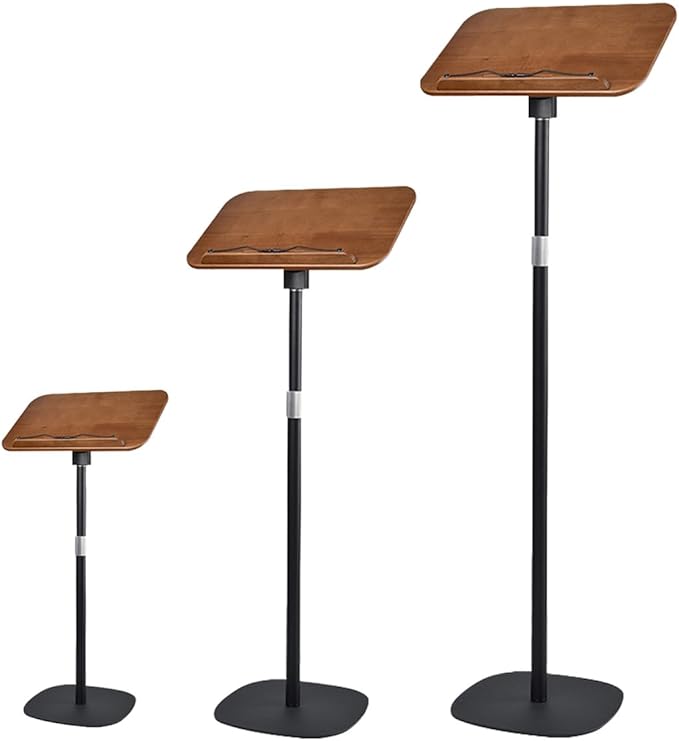 Adjustable Standing Book Stand,Book Reading Stands,Wood Music Sheet，Podium& Bible& Cookbooks Display Stands.Goodbye to Head Down Fatigue Adjustable Viewing Angle (Black, 35in)