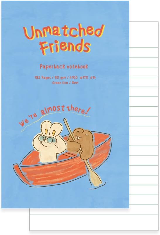 Monolike Unmatched Friends Paperback Line Notebook - 02. Red boat_Design note, Mini note, Simple note, Notebook, 192 Pages, 4.13x6.69