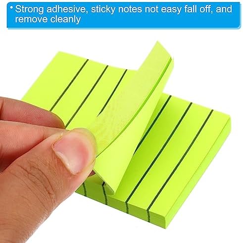 PATIKIL 2 x 3 Inch Lined Sticky Notes, 6 Pack Fluorescent Self-Stick Note Pads 100 Sheets/Pad Colorful Memo Post for Home Office Business, Green