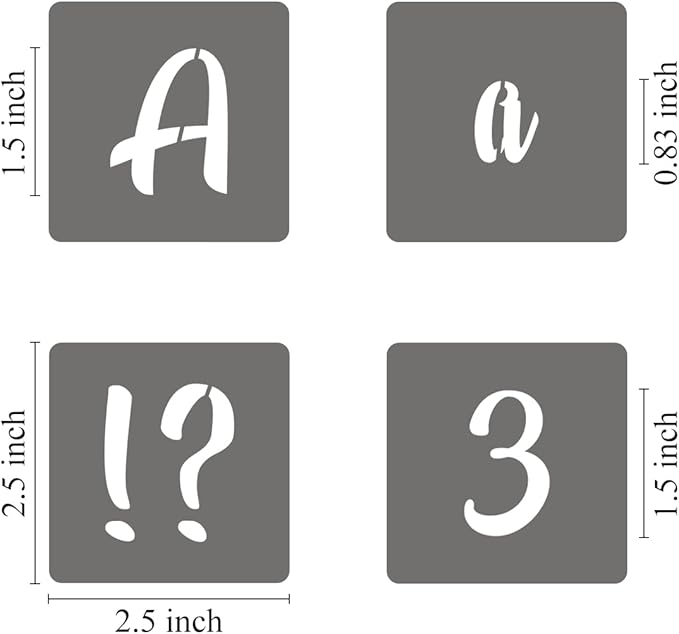 1.5 Inch Alphabet Letter Stencils - 70 Pack Letter Number Stencil Templates with Signs for Painting on Wood, Reusable Calligraphy Letters and Numbers Stencils for Chalkboard Fabric Wood Signs
