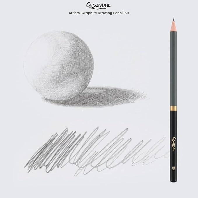 Cezanne Graphite Drawing Pencils Set - 5H, Set of 12 Break-Resistant Graphite Lead, Easy-to-Sharpen Sketch Pencils, Master Artist Quality Graphite Pencils for Technical and Artistic Drawing