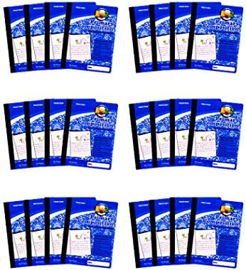 Mintra Primary Composition Notebook, 24 units 6-4 Pack, Blue Cover, 80 Sheets, 7.5in x 9.75in, 1/2 Sheet, Ruled with Drawing Area, Flexible Hardcover Journal, Grades K-2, School & Home Use