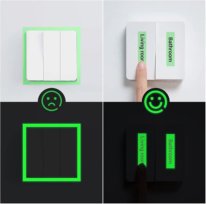 Phomemo P12 Label Tape, Glow in the Dark Sticker Paper, Light Switch Labels | Self-Adhesive Label Tape Compatible with Dymo LetraTag LT-100H LT-100T, 200B, Phomemo P12 F12 LT12 Label Maker, 3 Pack