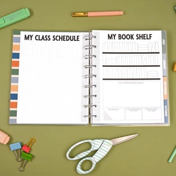 kellofaplan Floral Student Planner (Undated), Disc-Bound, Weekly Planning Pages, Assignment Tracker, Colorful Monthly Tabs for Middle School, High School, College Students
