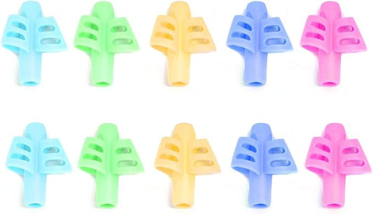 10 Pcs Pencil Grips for Kids Handwriting Ergonomic Training Pencil Holder Writing Tool for Toddlers, Preschoolers, Children Special Needs Colorful School Supplies (2 Fingers)