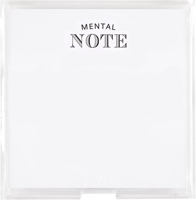 Santa Barbara Design Square Acrylic Notepaper Holder with 125 Sheets Heavyweight Paper, 6.5", Mental Note