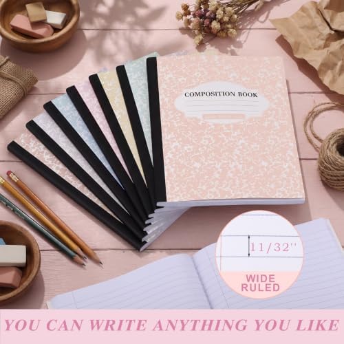 Colarr 8 Pack Composition Notebook Wide Ruled Marble, Subtle Colors